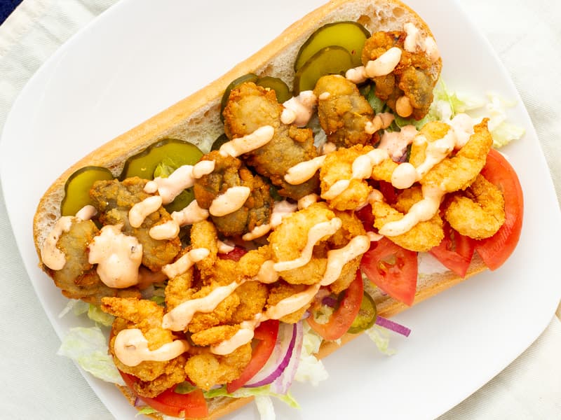 Fried Oyster and Shrimp Poe Boy 8"